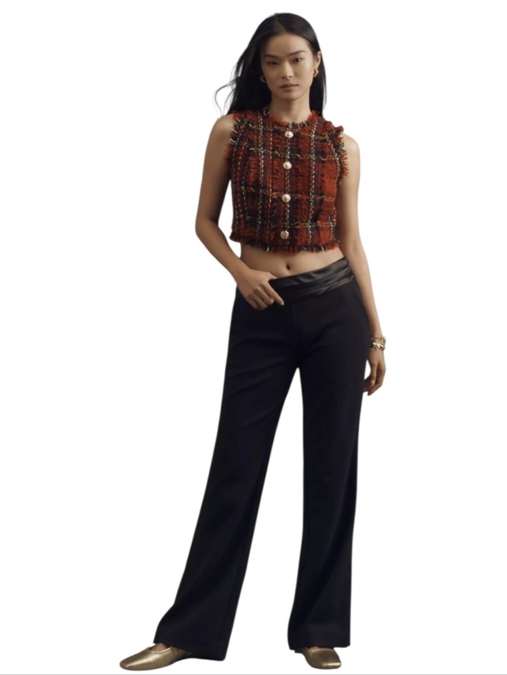 ​maeve anthropologie cummerbund flare trousers black size 8